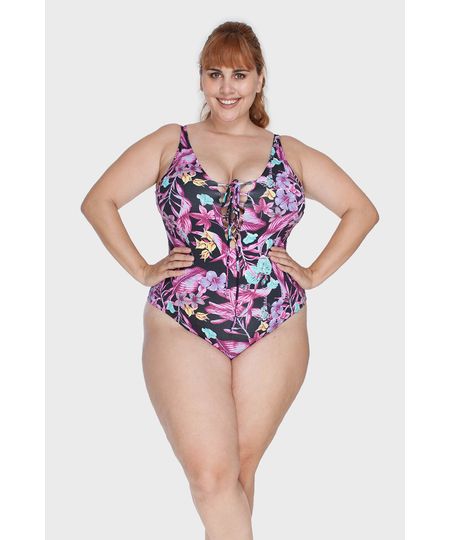 Maiô Trançado Frente Estampado Plus Size Menor preço em Maiô Trançado Frente Estampado Plus Size