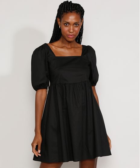 Vestido-Feminino-Mindset-Curto-com-Laco-Manga-Bufante-Preto-9984335-Preto_1
