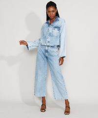 Camisa-Jeans-Feminina-Mindset-Oversized-Marmorizada-com-Bolso-Manga-Longa-Gola-Alta-Azul-Claro-9985140-Azul_Claro_3