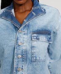 Camisa-Jeans-Feminina-Mindset-Oversized-Marmorizada-com-Bolso-Manga-Longa-Gola-Alta-Azul-Claro-9985140-Azul_Claro_4