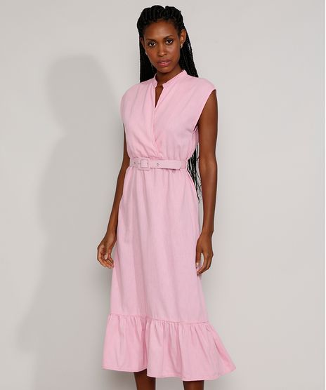 Vestido-Feminino-Mindset-Midi-com-Babado-e-Cinto-Sem-Manga-Rosa-Claro-9975485-Rosa_Claro_1