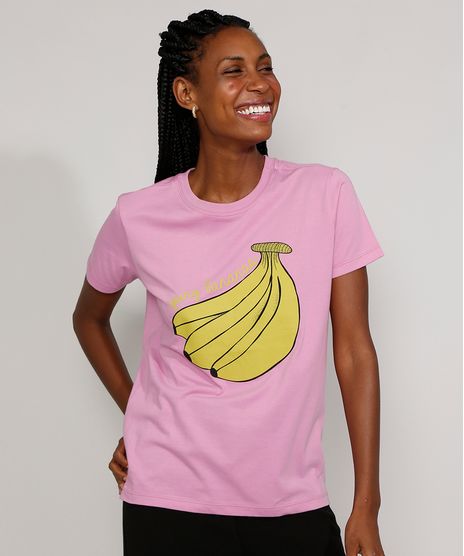 T-Shirt-Feminina-Mindset--Going-Bananas--Manga-Curta-Decote-Redondo-Rosa-9985971-Rosa_1