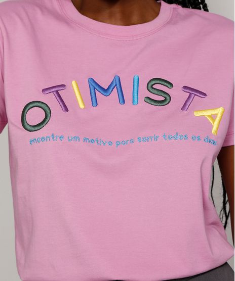 T-Shirt-Feminina-Mindset-com-Bordado--Otimista--Manga-Curta-Decote-Redondo-Rosa-9984149-Rosa_1