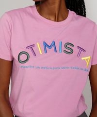 T-Shirt-Feminina-Mindset-com-Bordado--Otimista--Manga-Curta-Decote-Redondo-Rosa-9984149-Rosa_2