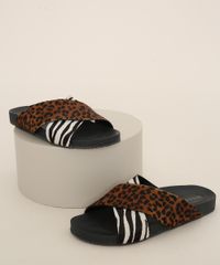 Rasteirinha-Feminina-Oneself-Estampada-Animal-Print-com-Tiras-Cruzadas-Preta-9983119-Preto_1