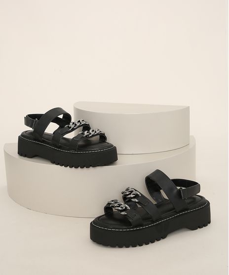 Sandalia-Flatform-Feminina-Oneself-com-Correntes-Salto-Baixo-Tratorado-Preta-9983159-Preto_1