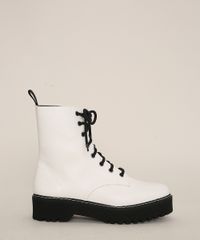 Coturno Branco Feminino Oneself Vista Lateral