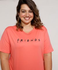 Camiseta-Feminina-Plus-Size-Friends-Manga-Curta-Decote-Redondo-Coral-9983947-Coral_5