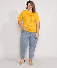 Camiseta-Feminina-Plus-Size-Sininho-Manga-Curta-Decote-Redondo-Mostarda-9983950-Mostarda_6