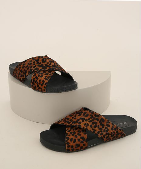 Rasteirinha-Feminina-Oneself-Estampada-Animal-Print-Onca-com-Tiras-Cruzadas-Preta-9983118-Preto_1