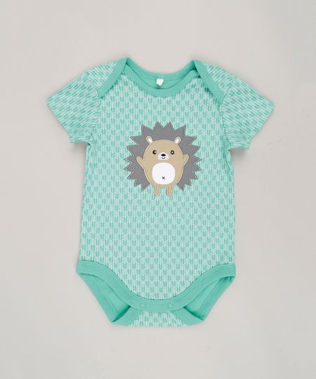Body-Infantil-Porco-Espinho-Estampado-Manga-Curta-Gola-Redonda-em-Algodao---Sustentavel-Verde-Claro-8814787-Verde_Claro_1