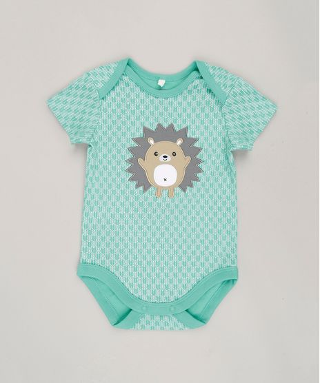 Body-Infantil-Porco-Espinho-Estampado-Manga-Curta-Gola-Redonda-em-Algodao---Sustentavel-Verde-Claro-8814787-Verde_Claro_1