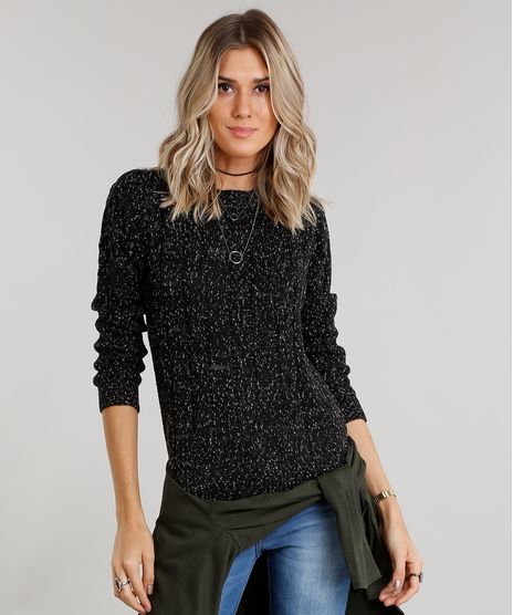 Sueter-Feminino-em-Trico-Botone-Manga-Longa-Gola-Redonda-Preto-8847632-Preto_1