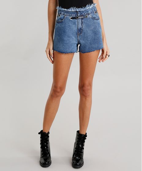 Short-Jeans-Feminino-Vintage-com-Ilhos-e-Cinto-Azul-Medio-9010653-Azul_Medio_1