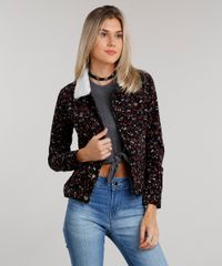 Jaqueta-Feminina-em-Veludo-Cotele-com-Pelo-Estampada-Floral-Preta-8855895-Preto_1