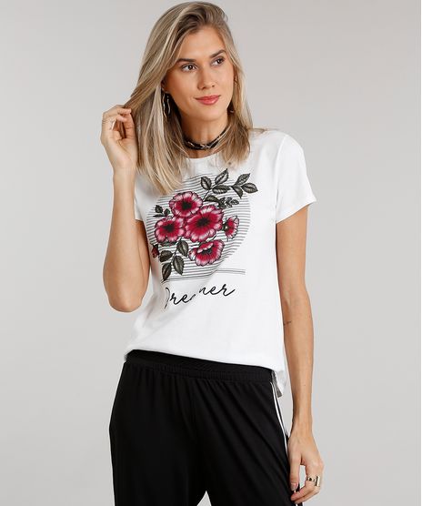 Blusa-Feminina--Dreamer--com-Estampa-Floral-Decote-Redondo-Manga-Curta-em-Algodao---Sustentavel-Off-White-9026418-Off_White_1