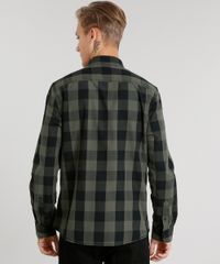 Camisa-Masculina-Xadrez-Manga-Longa-Verde-Militar-8448795-Verde_Militar_2