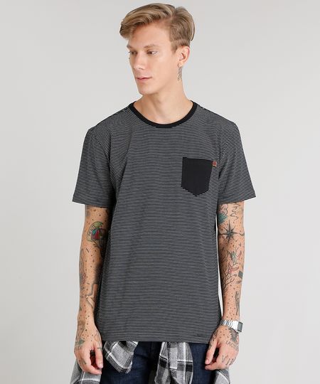 Camiseta-Masculina-Listrada-Manga-Curta-Gola-Careca-Preta-8960849-Preto_1