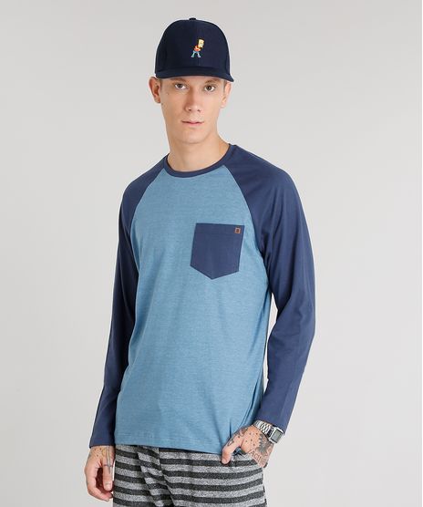 Camiseta-Masculina-com-Bolso-Manga-Longa-Raglan-Gola-Careca-Azul-8582091-Azul_1
