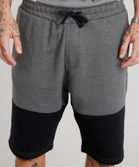 Bermuda-Masculina-Relaxed-em-Moletom-com-Recorte-Cinza-Mescla-Escuro-8586711-Cinza_Mescla_Escuro_4