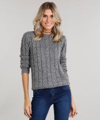Sueter-Feminino-em-Trico-Botone-Manga-Longa-Gola-Redonda-Cinza-8847632-Cinza_1