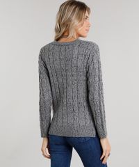 Sueter-Feminino-em-Trico-Botone-Manga-Longa-Gola-Redonda-Cinza-8847632-Cinza_2