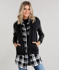 Blusao-Feminino-em-Moletom-Manga-Longa-Diferenciada-Gola-com-Capuz-Preto-8846260-Preto_1