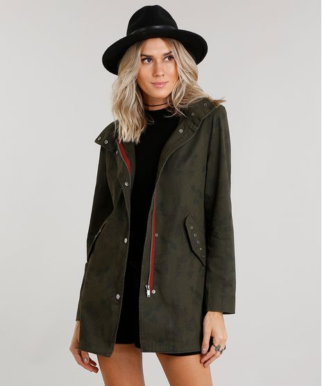 Parka-Feminina-Estampada-Manga-Longa-Gola-com-Capuz--Verde-Militar-8855384-Verde_Militar_1