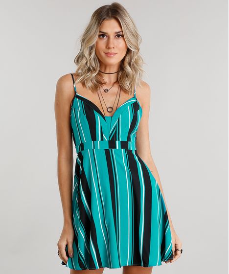 vestido listrado verde