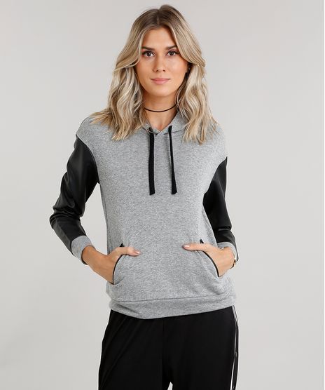 Blusao-Feminino-em-Moletom-Manga-Longa-Diferenciada-Gola-com-Capuz-Cinza-Mescla-8846259-Cinza_Mescla_1