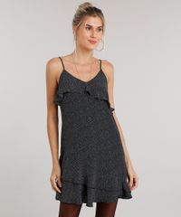 Vestido-Feminino-Estampado-de-Poa-Curto-de-Alca-com-Babados-Preto-8897457-Preto_1