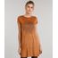 Vestido-Feminino-em-Suede-Curto-com-Mandala-Manga-Curta-Caramelo-9034085-Caramelo_1
