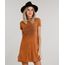 Vestido-Feminino-em-Suede-Curto-com-Mandala-Manga-Curta-Caramelo-9034084-Caramelo_1