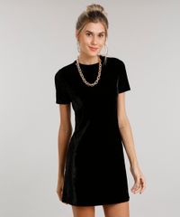 Vestido-Feminino-em-Veludo-Curto-Manga-Curta-Tshirt-Dress-Preto-9016145-Preto_1