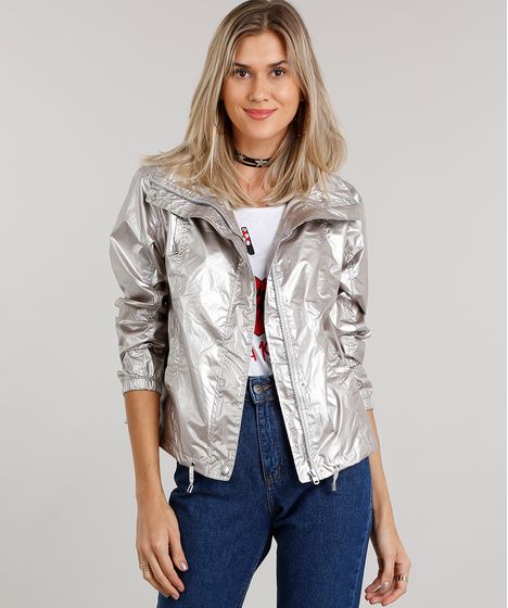 jaqueta prata metalizada