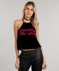 Regata-Halter-Neck-Feminina-em-Veludo-Molhado--Counting-The-Stars--Gola-Redonda-Preta-8994644-Preto_1