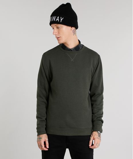 Blusao-Masculino-em-Moletom-Basico-Gola-Redonda-Manga-Longa-Verde-Militar-8829222-Verde_Militar_1