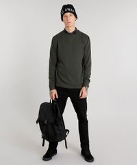 Blusao-Masculino-em-Moletom-Basico-Gola-Redonda-Manga-Longa-Verde-Militar-8829222-Verde_Militar_3