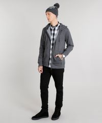 Blusao-Masculino-em-Moletom-Basico-com-Capuz-Manga-Longa-Cinza-Mescla-Escuro-8463506-Cinza_Mescla_Escuro_3