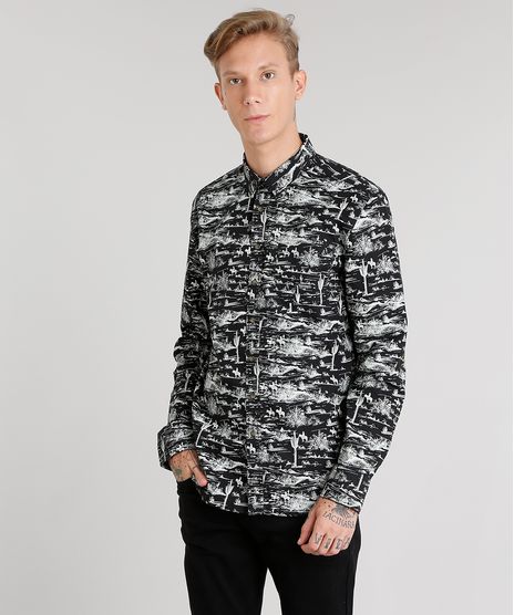 Camisa-Masculina-Estampada-Manga-Longa-Preta-8873886-Preto_1