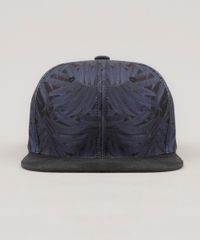 Bone-Masculino-Estampado-de-Folhagens-com-Suede-Azul-Marinho-9010879-Azul_Marinho_1
