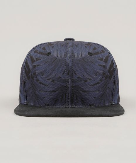 Bone-Masculino-Estampado-de-Folhagens-com-Suede-Azul-Marinho-9010879-Azul_Marinho_1