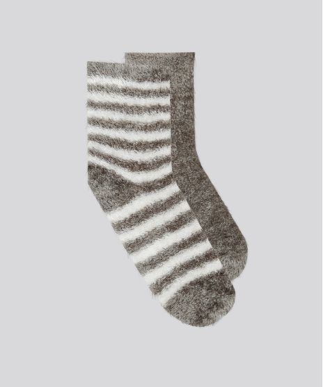 Kit-de-2-Meias-Femininas-de-Inverno-Texturizada-Cinza-8900254-Cinza_1