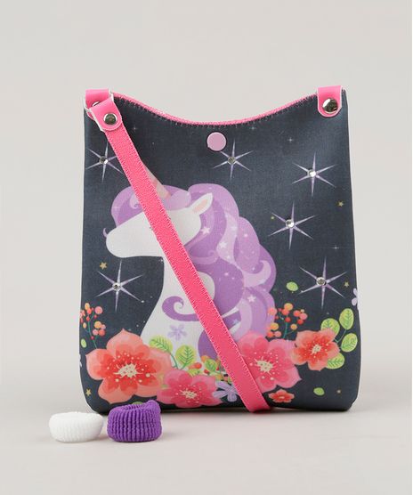 Bolsa-Infantil-Estampada--Unicornio----Elasticos-de-Cabelo-Azul-Marinho-9117178-Azul_Marinho_1
