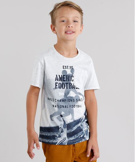 Camiseta-Infantil--Amarica-Football--com-Bolso-Manga-Curta-Gola-Redonda-Cinza-Mescla-9038315-Cinza_Mescla_1