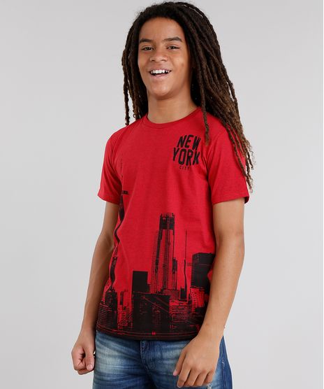 Camiseta-Infantil--New-York--Gola-Careca-Manga-Curta-Vermelha-9031384-Vermelho_1