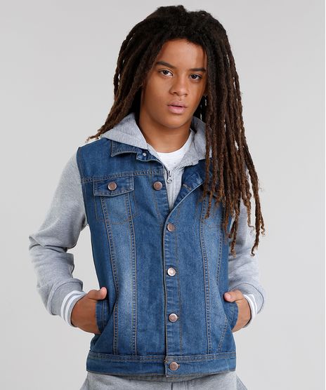 Jaqueta-Jeans-Infantil-com-Moletom-Sobreposicao-com-Capuz-Azul-Escuro-8872320-Azul_Escuro_1