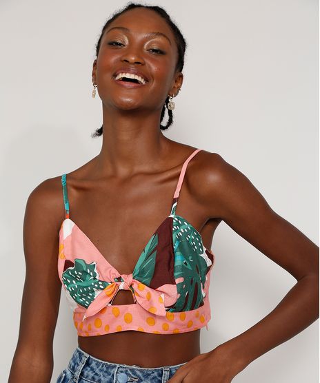 Top-Cropped-Feminino-Estampado-de-Folhagem-com-No-Alca-Fina-Decote-V-Rosa-9978363-Rosa_1