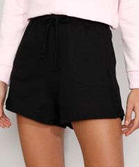 Short-de-Moletom-Feminino-Cintura-Alta-com-Cordao-e-Bolsos-Preto-9952535-Preto_1