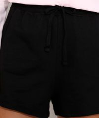 Short-de-Moletom-Feminino-Cintura-Alta-com-Cordao-e-Bolsos-Preto-9952535-Preto_4